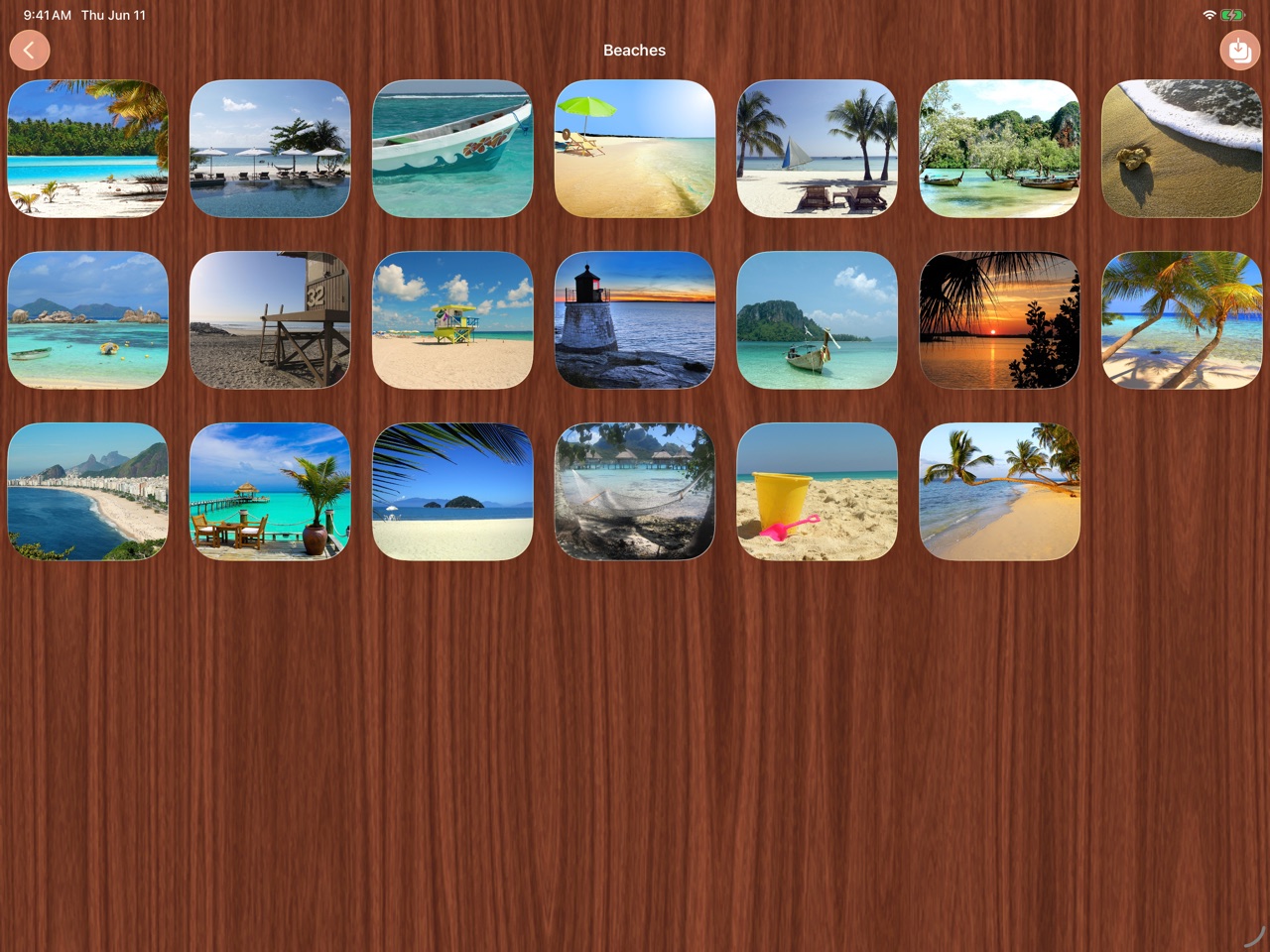 Beach-themed puzzle pictures to choose from
